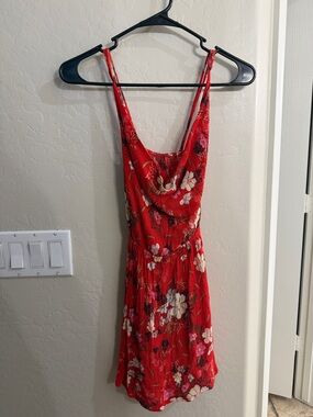 O'Neill Red Floral Cowl-Neck Mini Dress